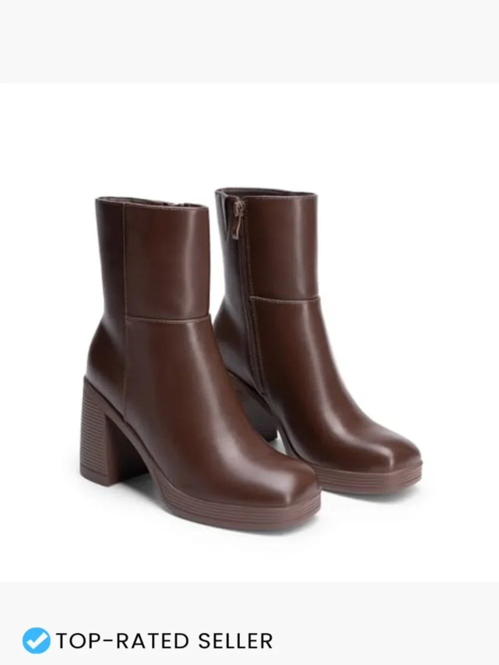 Platform Gogo Ankle Boots Chunky High Heels Square Toe Comfort Party Dress Side